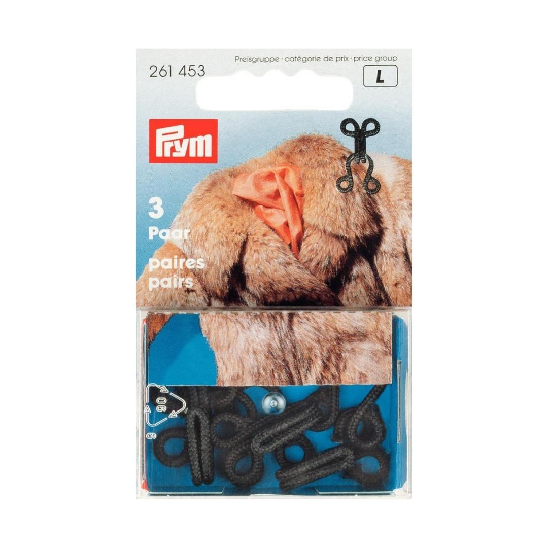 Prym Large Fur Hooks and Eyes Black Covered Polyester 261453