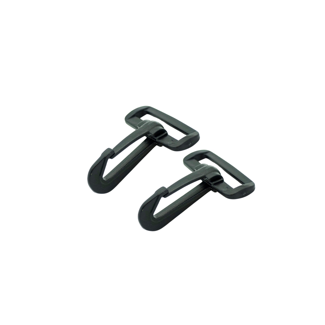 25mm Plastic Bag Strap Snap Hook Clip Fasteners - Black (PK2)
