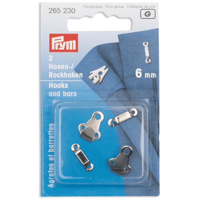 Prym - Trouser & Skirt Hooks and Bars - Silver (6mm)