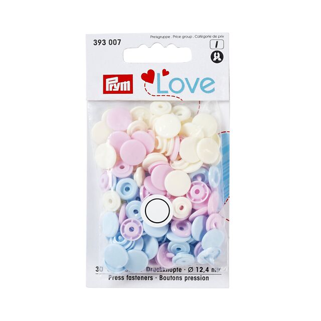 Prym Love - Colour Snap Fasteners - Rose/Light Blue/Pearl