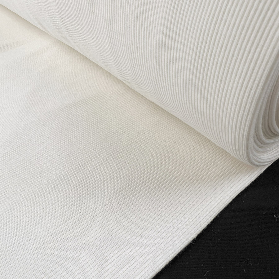 Knitted 2x2 Stretch Rib Fabric Cotton Ribbing Cream