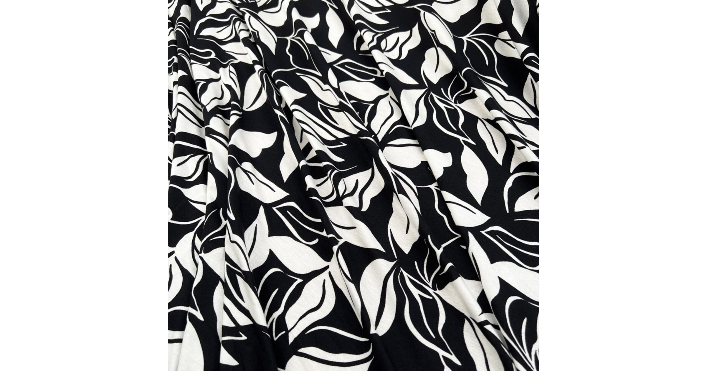 Viscose Jersey Black Ivory Floral Fabric Shadow Garden