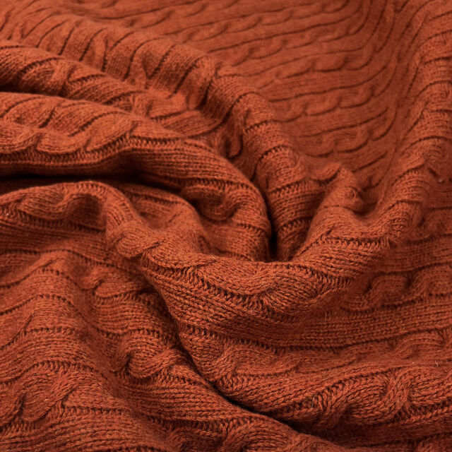 Lambswool Knit Coat Fabric Cable Car Chunky Wool Chocolate