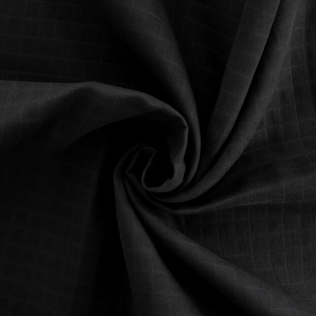 Checked Flat Double Gauze - Black
