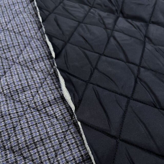 Remnant - Quilted Wool - Blue Check (1.25m)