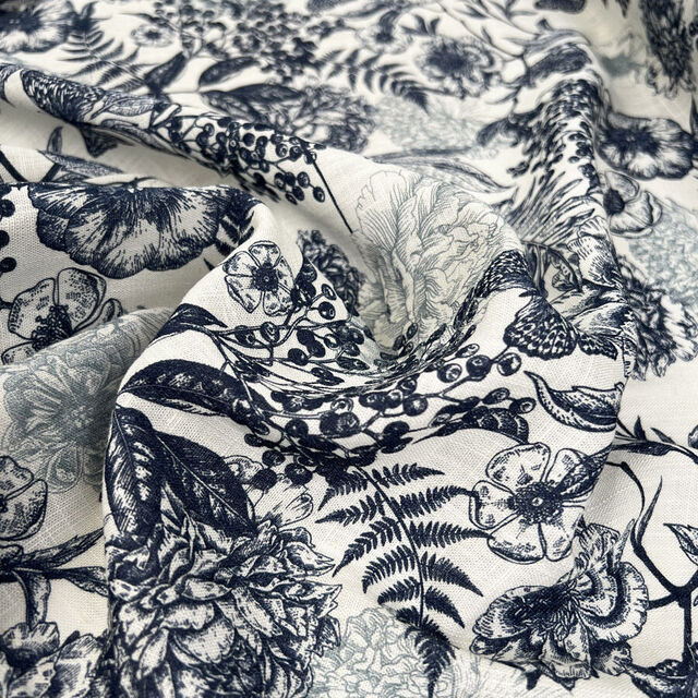 Linen Viscose Slub - Butterfly - Blue