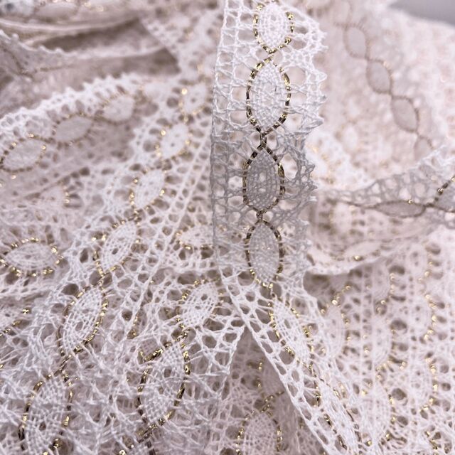 Crochet Lace Ribbon - Golden Eye - White