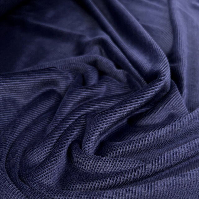 Ribbed Velour Jersey - Navy