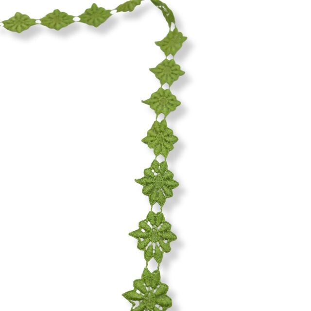 Embroidered Daisy Trim - Green