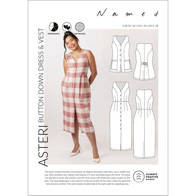 Named - Asteri Button Down Dress & Vest Pattern