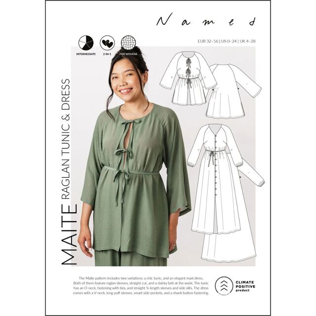 Named - Maite Raglan Sleeve Tunic & Dress Pattern