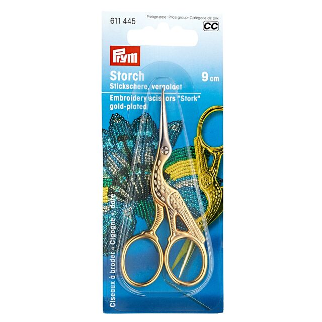Prym - Stork Embroidery Scissors - Gold Plated (9cm)