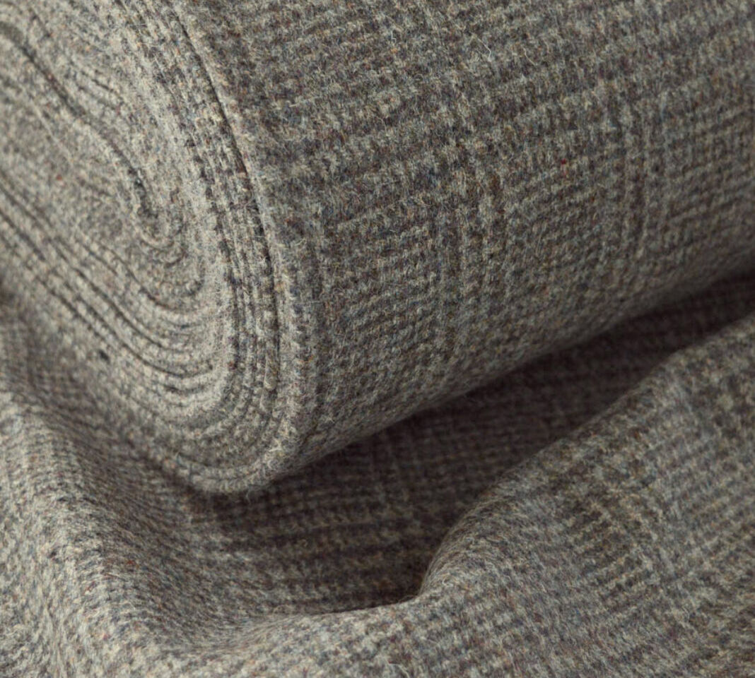 Wool - Bracken - Woollen Checked Grey Mauve Coating Fabric BOLT