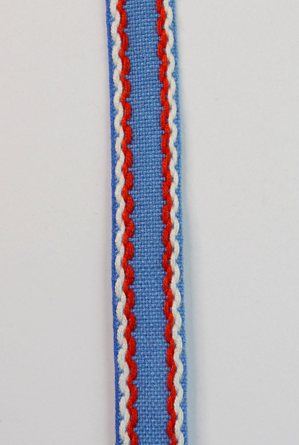 15mm Stitched Edge Braid Cotton Tape Blue Red White