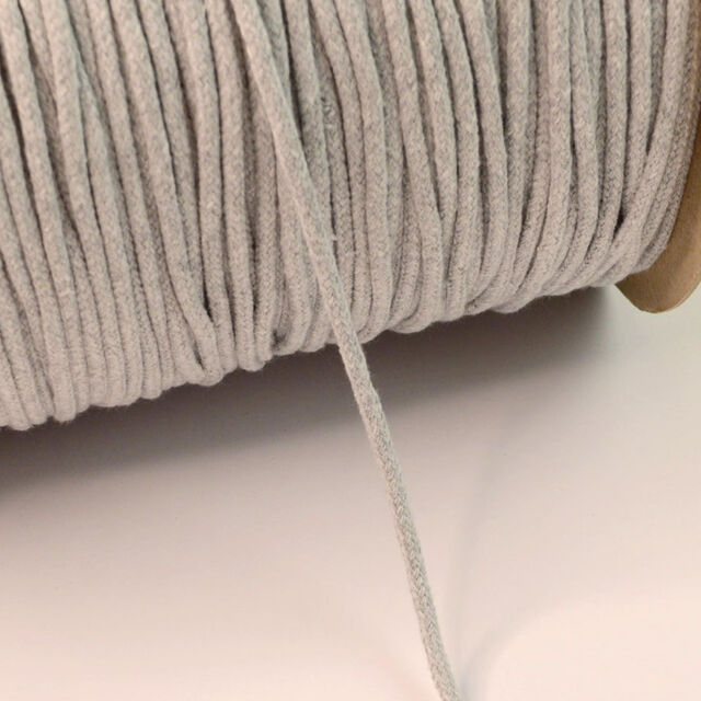 Round Braided Cotton Cord/Rope - Grey Marl (5mm)