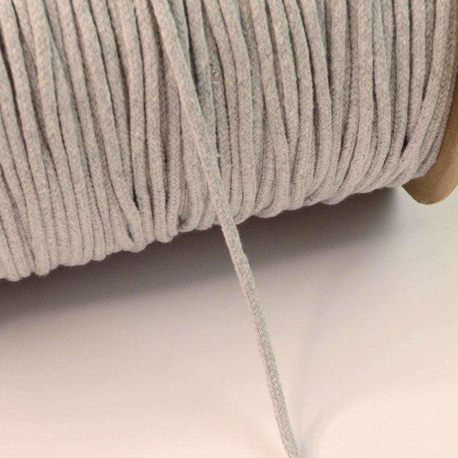 5mm Round Braided Cotton Cord Rope Grey Marl