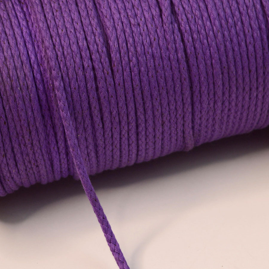 5mm Round Braided Cotton Cord Rope Purple