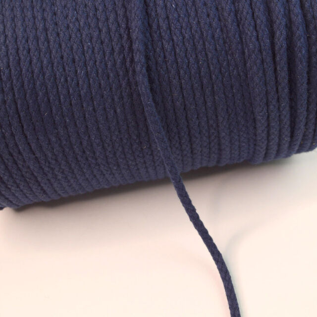 Round Braided Cotton Cord/Rope - Navy (6mm)
