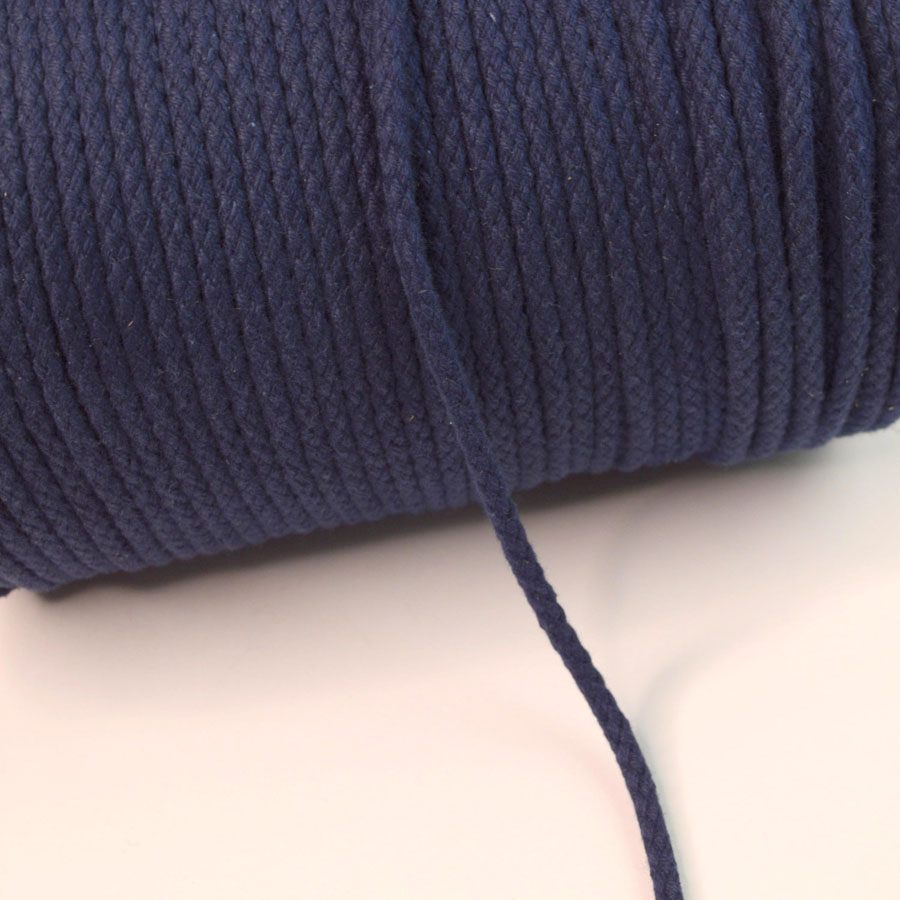 6mm Round Braided Cotton Cord/Rope navy.