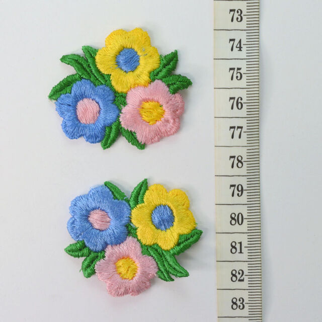 Embroidered Patch - Yellow, Pink & Blue Flower