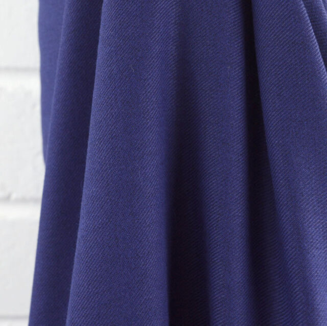 True Ella - Dark Royal - Cotton Wool Mix Twilled Shirting Fabric - Close Up Fabric Photo