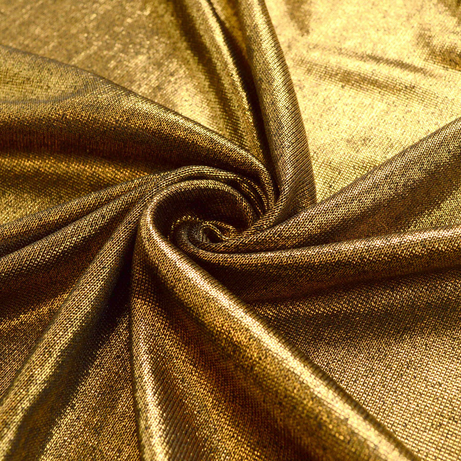 Gold knitted jersey fabric.