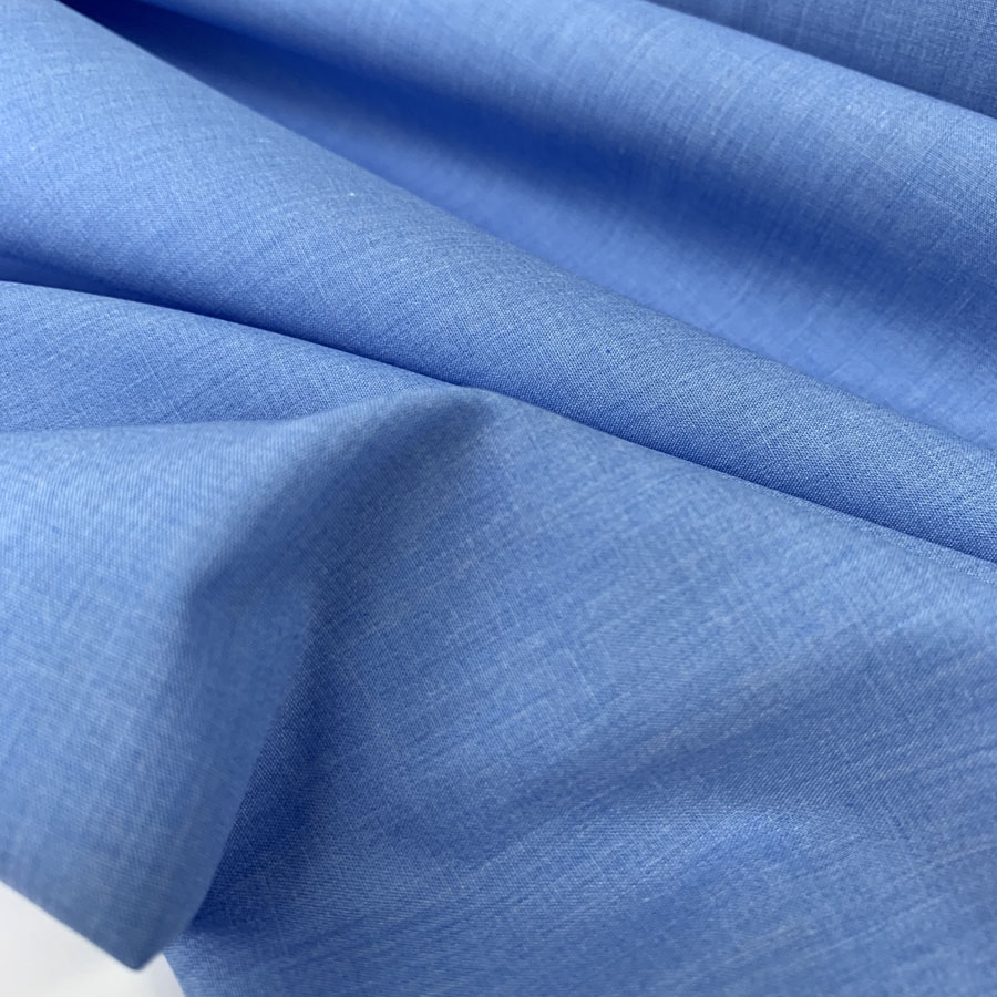 Superior Quality Plain Poly/Cotton Dress Fabric - Denim Blue