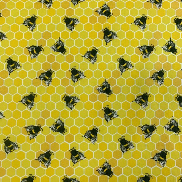 Poplin Print - Bee Hive - Yellow