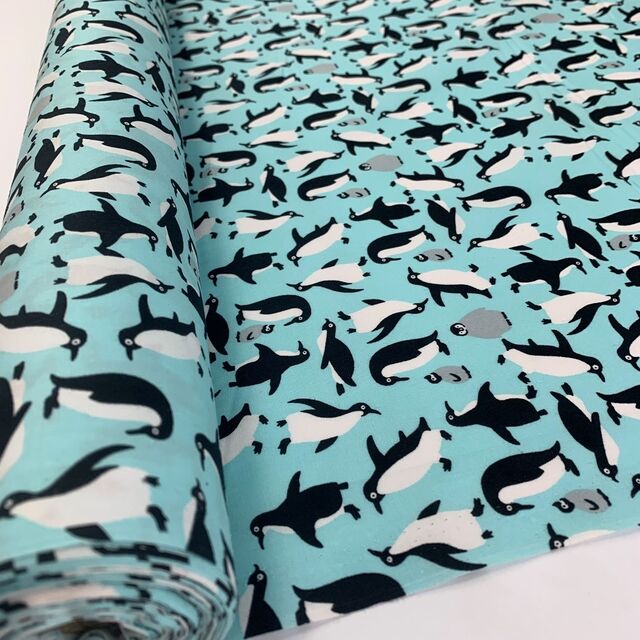 Remnant - Poplin Prints - Happy feet - Turquoise (1.15m)