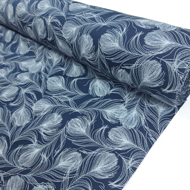 Poplin Print - Navy Feather