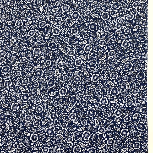 Poplin Print - Folk - Navy