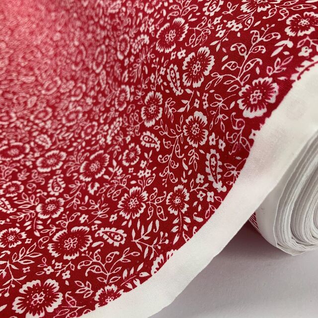 Poplin Print - Folk - Crimson