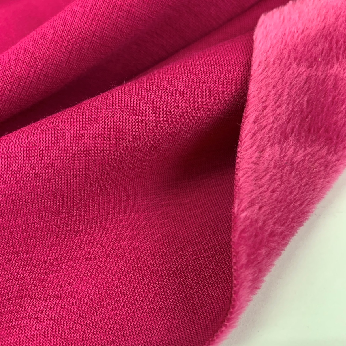 Alpen Fleece - Hot Pink - cotton polyester fleece jersey loungewear fabric - fold