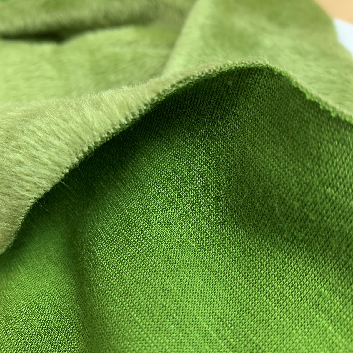 Alpen Fleece - sage - cotton polyester fleece jersey loungewear fabric -  fold