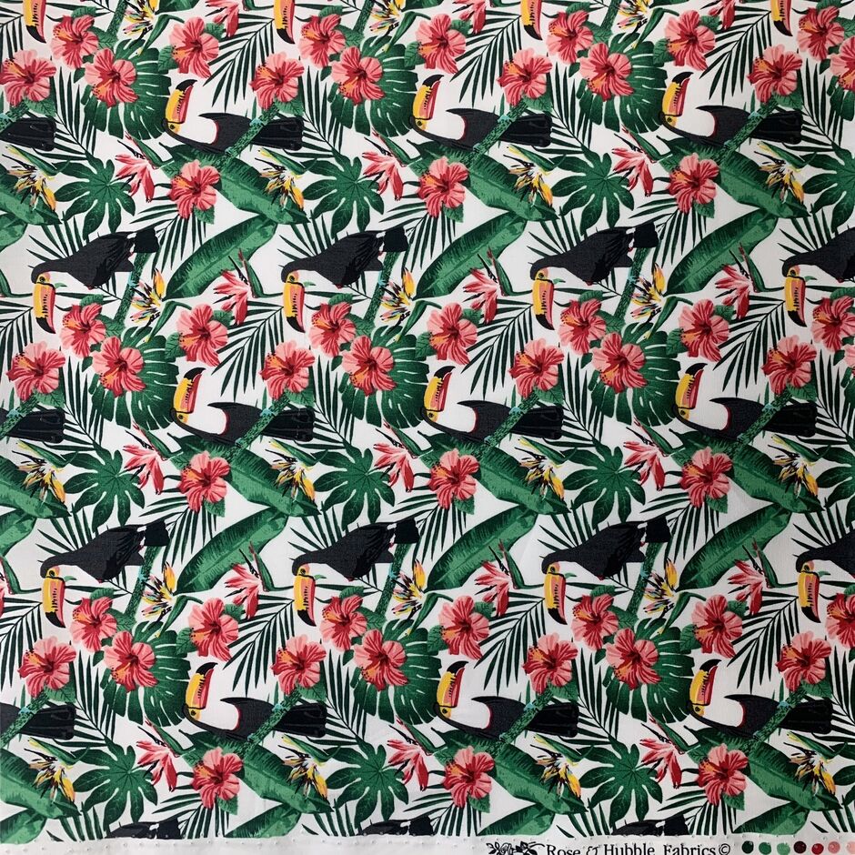 Poplin Prints - Tropical Toucans - White - pattern