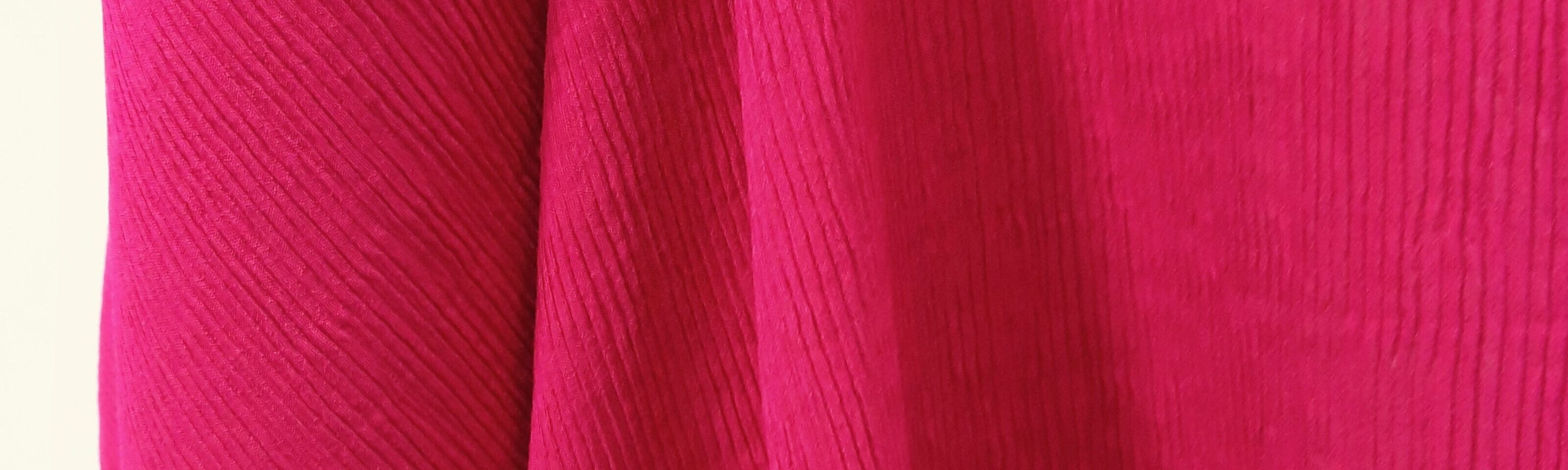 Structured - Cerise - Pleated Stretch Dress Fabric -Close Up Drape  Manequin Fabric Photo 