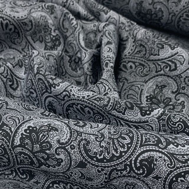 Poplin Print - Paisley - Black & Grey