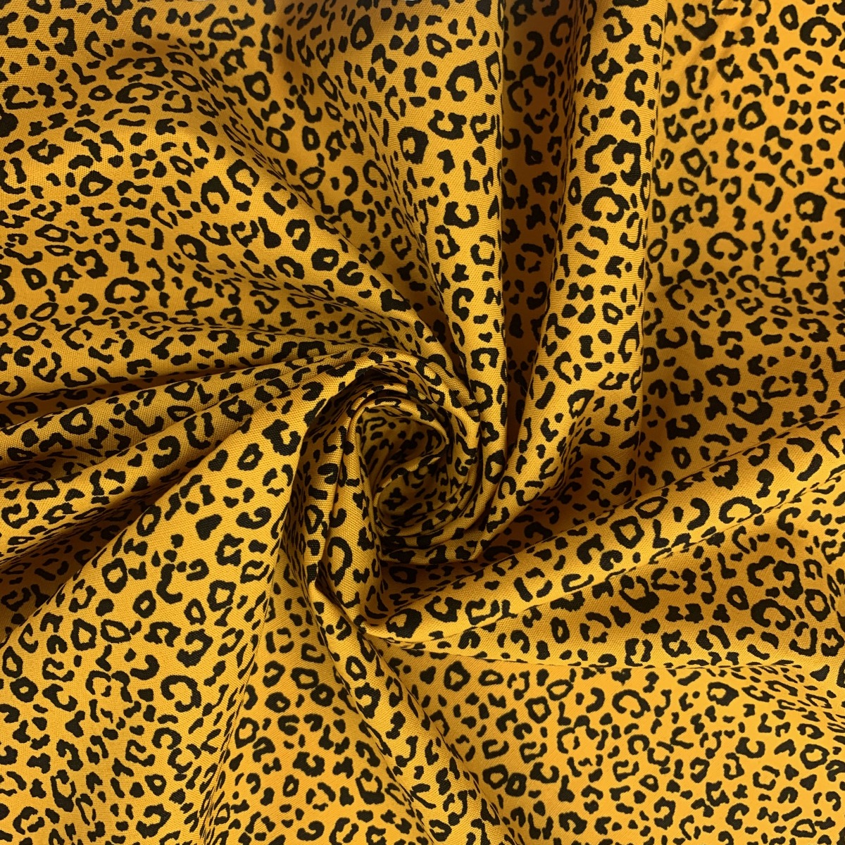 Poplin Print Tiny Cheetah Cotton Dress Fabric Mustard