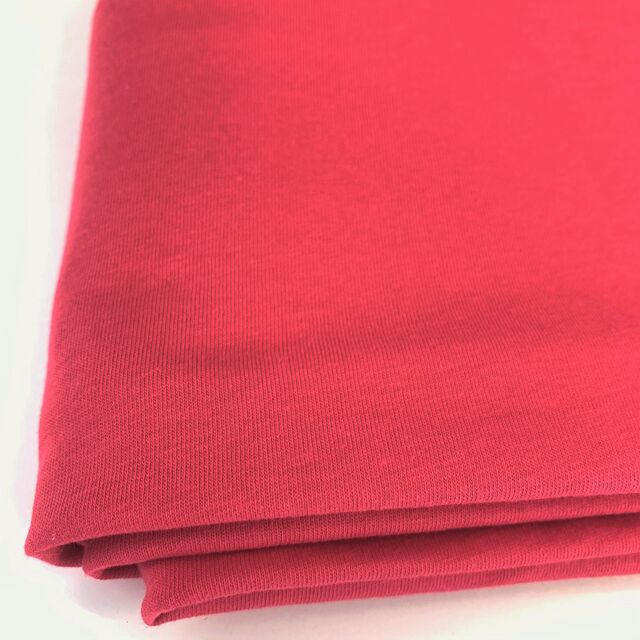Cotton Jersey - Raspberry - Cotton Knitted Dress T-shirt Garment Fabric - Close Up Fabric Photo