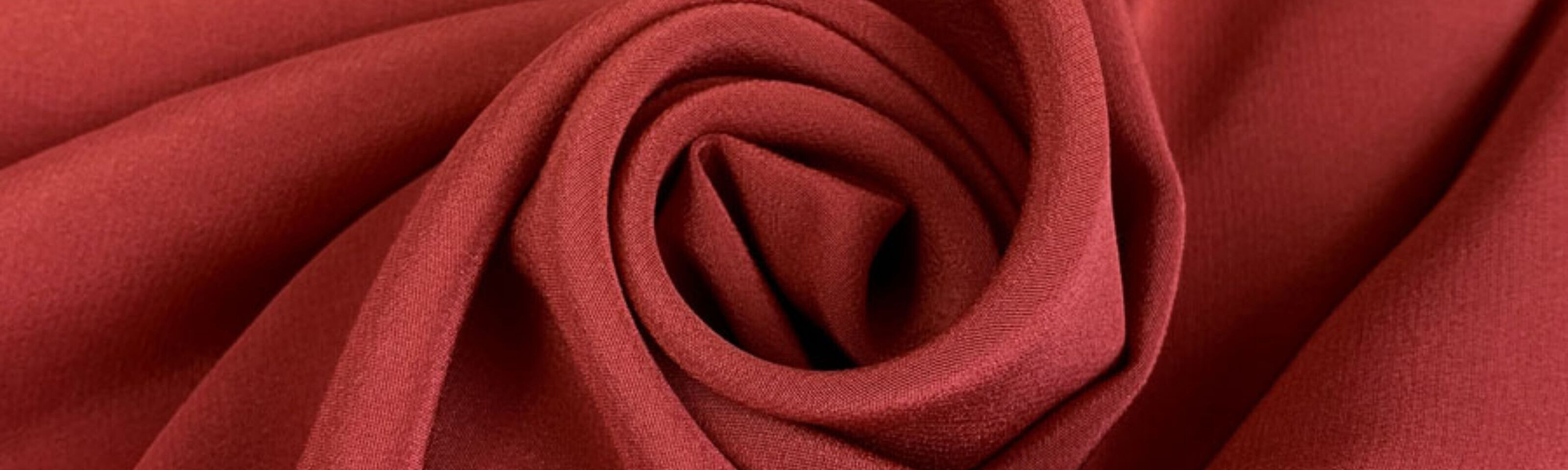 Silk - Crepe - Fine Red Silk Crepe Dress Fabric - Close Up Drape Fabric Photo