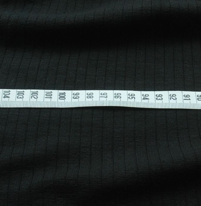 Black Cotton Ribbed Jersey Fabric - s