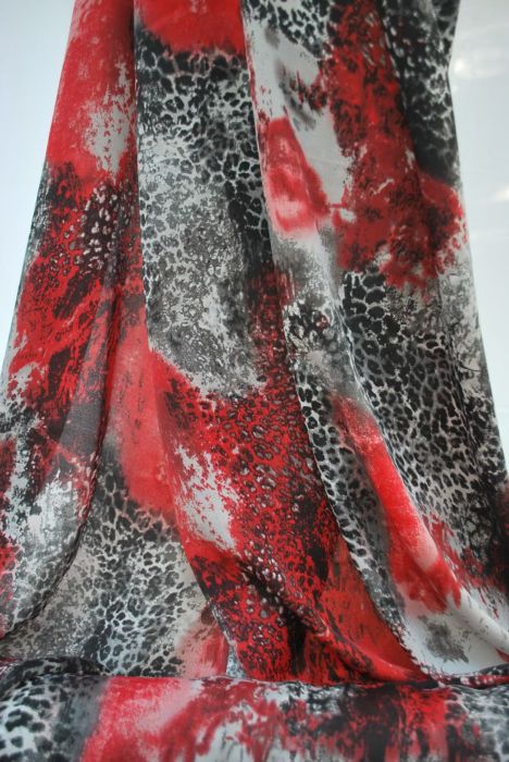 GRRR polyester dress fabric animal pattern red and black d