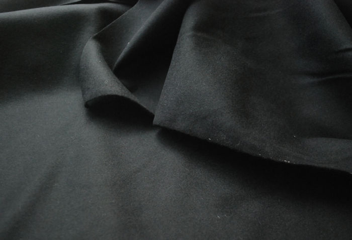 Black Wool Melton Fabric - D