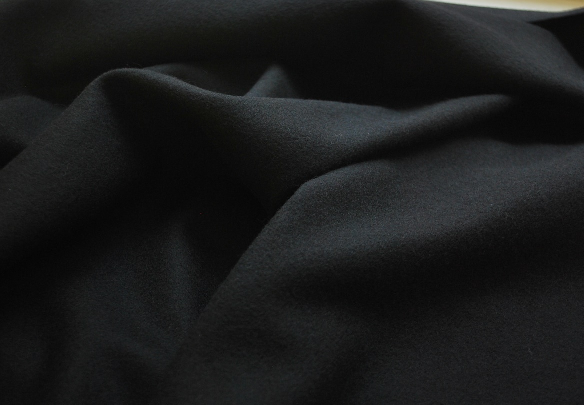 Polyester Wool Fabric Brushed Coating 59 inch Inches Wide Soft by The Yard Medium Heavy Weight (Black)