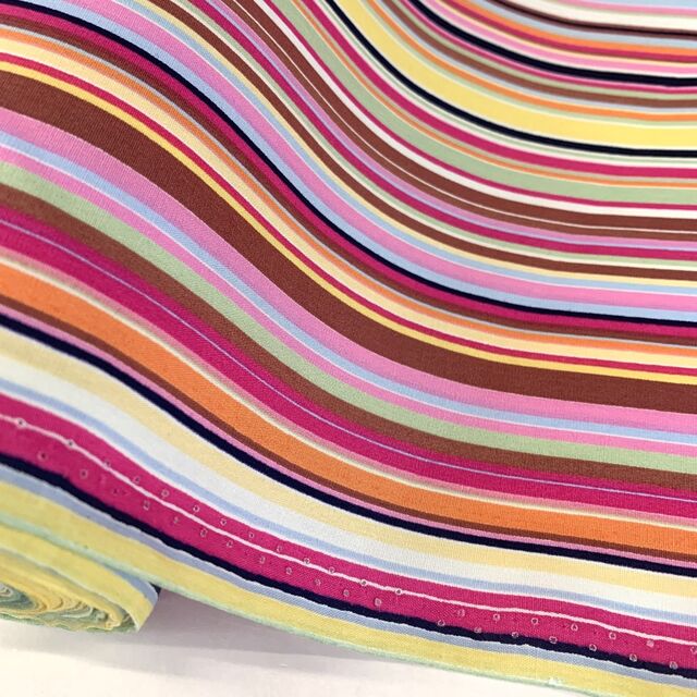 Remnant - Poplin Print - Stripe - Pink (1.35m)