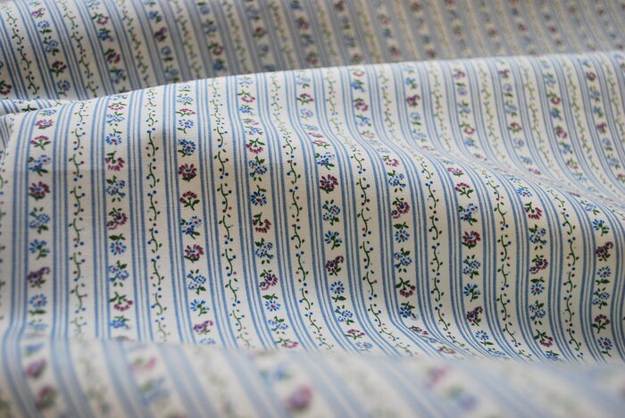 Cotton Poplin Print Pretty Pinstripe Blue