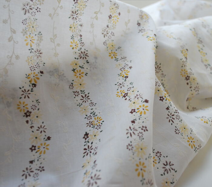 Alpino Cotton Dress Fabric Brown and White ll