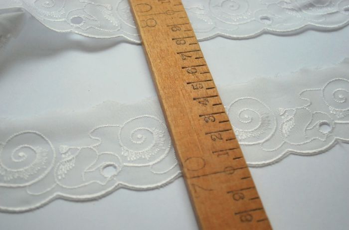 50mm Poly cotton embroidery anglaise trim ivory