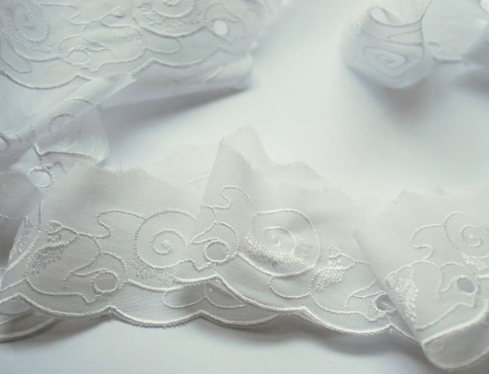 50mm Poly cotton embroidery anglaise trim ivory II
