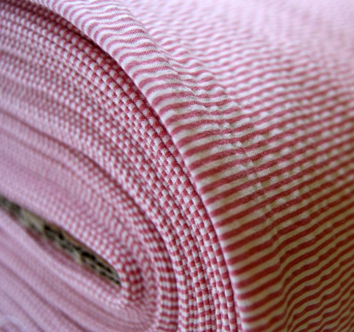 And so to Bed cotton seersucker fabric pink